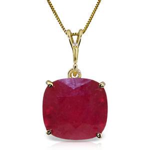 14K. SOLID GOLD NECKLACE WITH CUSION SHAPE RUBY (Yellow Gold)